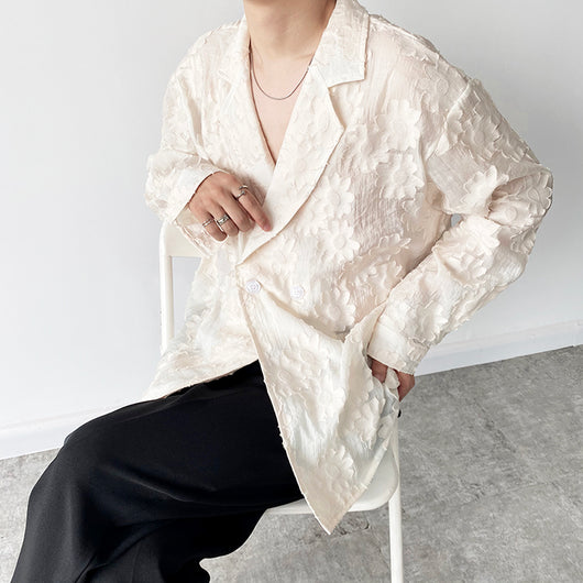 Camisa Unisex Jacquard Bordada en Tono Albaricoque - Image 6