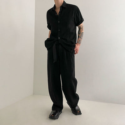 Camisa Holgada Manga Corta para Hombre con Diseño Moderno - Image 5
