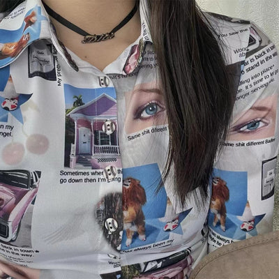 Blusa Estampada de Personalidad para Mujer - Ajustada y Manga Larga - Image 3