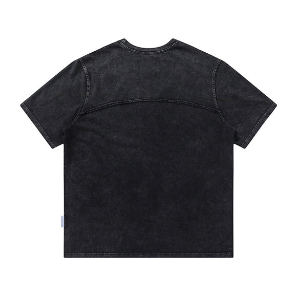 Playera Casual para Hombre con Costuras Decorativas y Ribetes Contrastantes