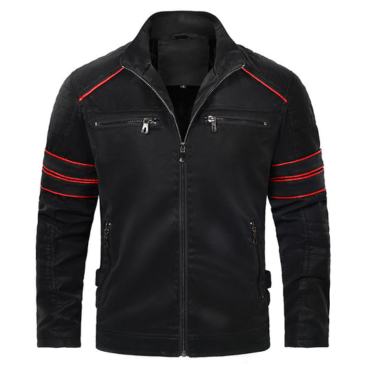 Chaqueta de Cuero PU con Cuello Mao para Hombre