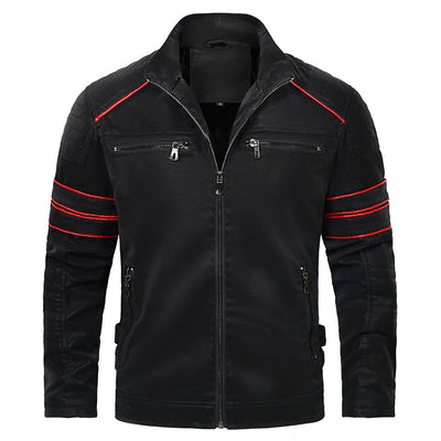 Chaqueta de Cuero PU con Cuello Mao para Hombre