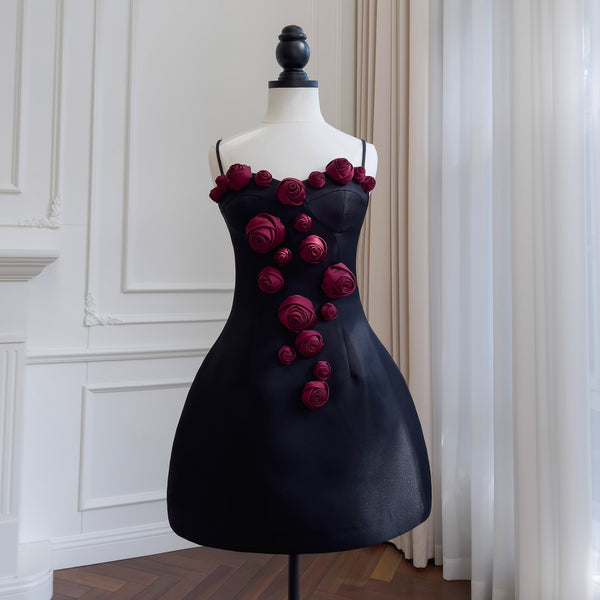 Falda Suspender Estilo Socialité Francesa con Cintura Ajustada y Flores