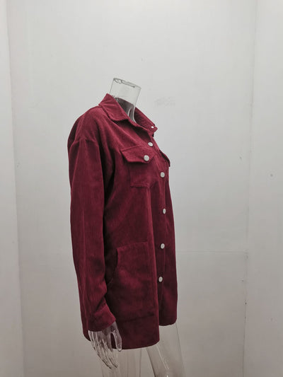 Camisa Jacket Suelta de Solapa en Colores Sólidos - Image 10