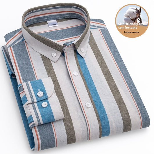 Camisa Casual de Cuello Cuadrado con Rayas para Hombre - Image 3
