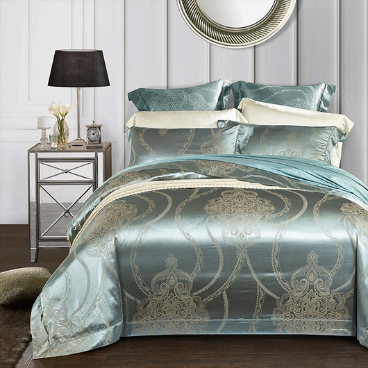 Juego de Cama Jacquard Seda Tencel de Cuatro Piezas - Image 10