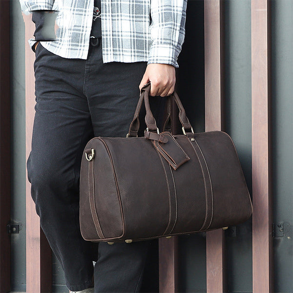 Bolsa de Viaje en Cuero Vintage Desgastado para Hombre