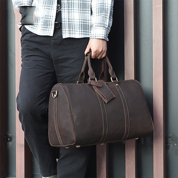 Bolsa de Viaje en Cuero Vintage Desgastado para Hombre