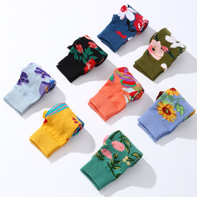 Calcetines Tobilleros de Algodón para Otoño e Invierno con Flores - Image 2
