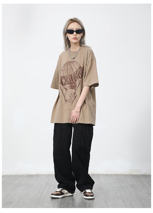 Playera Pareja Estampado Mitad Tierra con Letras