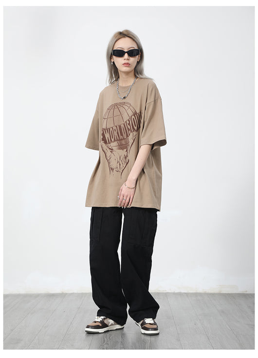 Playera Pareja Estampado Mitad Tierra con Letras