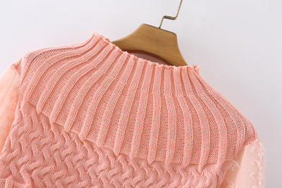 Suéter Elegante para Mujer con Cuello Semialto y Mangas de Gasa - Image 7