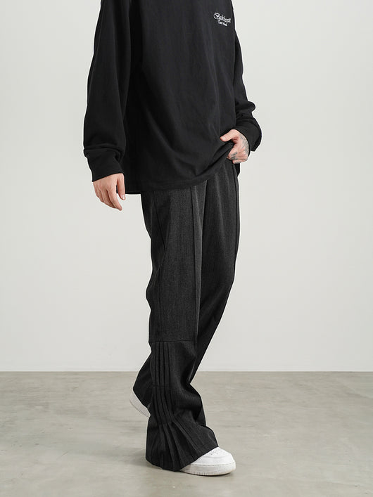 Pantalones Plisados Acampanados de Color Sólido Unisex - Image 5