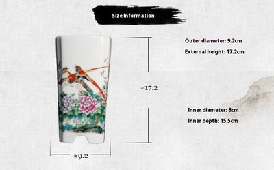 Maceta de Cerámica Orquídea Púrpura con Diseño Artesanal de Flores y Pájaros - Image 10