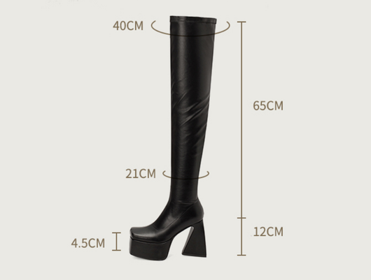 Botas Over Knee con Plataforma y Tacón Chunky - Stretch Cómodo - Image 9