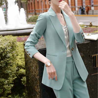 Blazer Verde Coreano Elegante para Mujer - Traje Profesional Estilo Diosa - Image 5