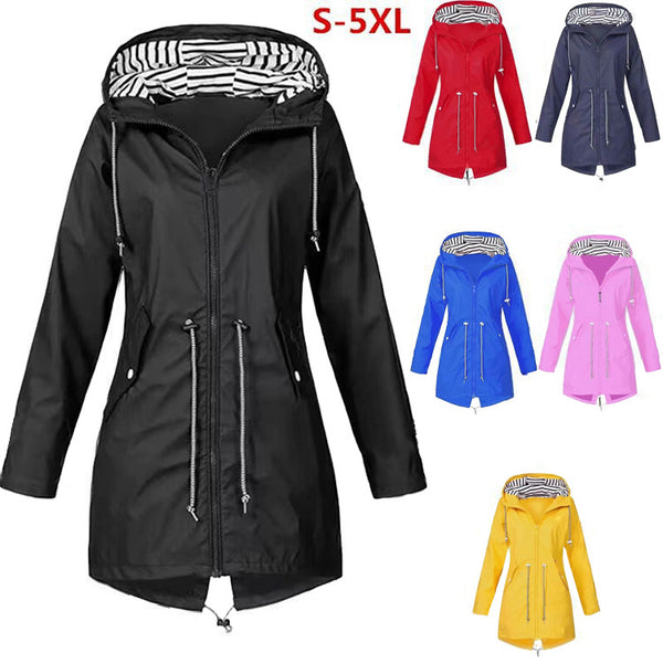 Impermeable Ligero para Mujer - Chaqueta Trench Transpirable con Cordón