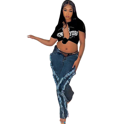 Jeans de Moda para Mujer con Bordes Deshilachados y Lavado Desgastado - Image 4