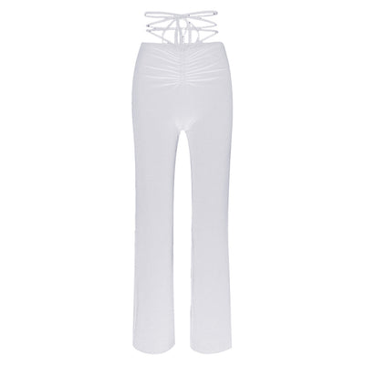 Pantalón Casual de Cintura Alta con Cordones y Ajuste Slim - Image 5