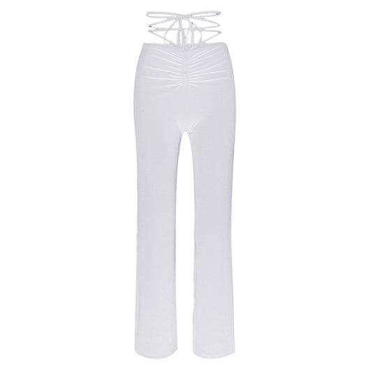 Pantalón Casual de Cintura Alta con Cordones y Ajuste Slim - Image 5