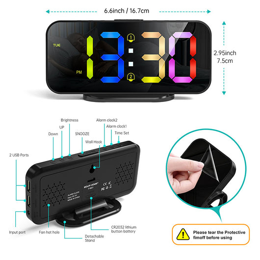 Reloj Despertador LED Cuadrado de Escritorio - Image 19