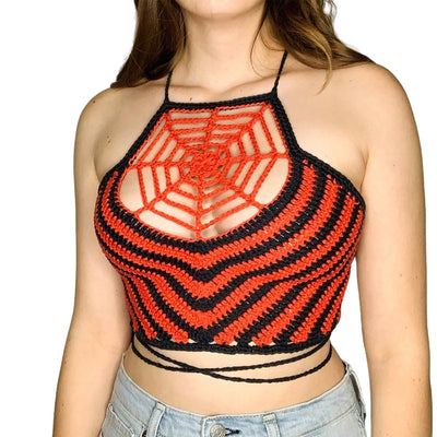 Chaleco Tejido con Diseño de Telaraña en Contraste - Image 4