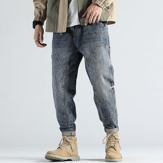 Pantalones Vaqueros Holgados Retro Estilo Obrero Talla Grande Hombre