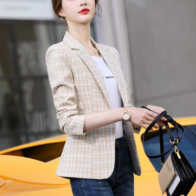 Blazer Cuadros Estilo Coreano Casual Británico - Image 4