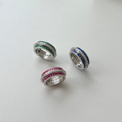 Anillo de Plata Esterlina S925 con Diamantes Incrustados y Rotación Descompresiva para Mujer - Image 29
