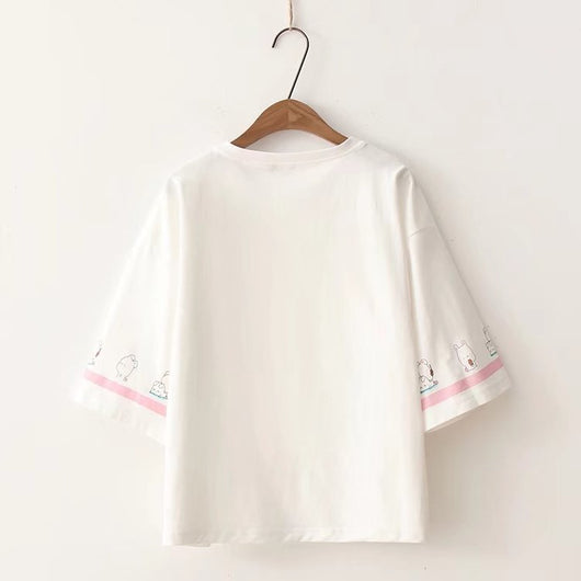 Camiseta Rayada Holgada de Manga Corta Multiuso - Image 12