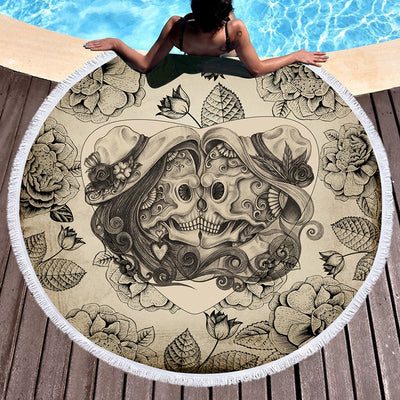 Toalla de Playa Redonda Calavera - Manta Multiusos Fibra Premium - Image 11