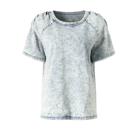 Camiseta de Mezclilla Tejida Lavada con Personalidad para Mujer - Image 2