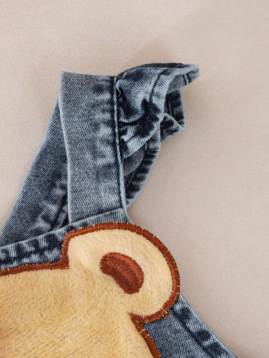 Pantalón Peto Denim con Osito Bordado para Niños - Image 10
