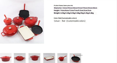 Juego de Cocina de Hierro Esmaltado: Sartén y Olla para Guisos - Image 12