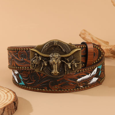 Cinturón Vaquero Punk Retro con Hebilla Bullhead - Image 12