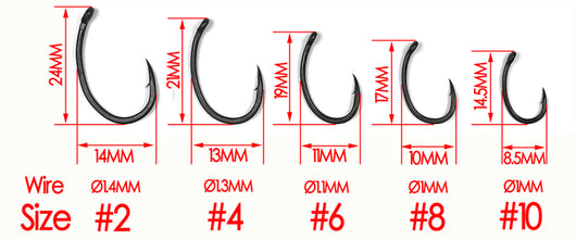 Anzuelo de Pesca Matt Black Vientre Ancho Ángulo Abierto - Image 7