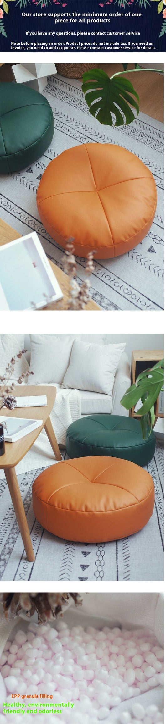 Sofá Futon Tatami de Cuero Estilo Japonés con Cojín de Piso - Image 20