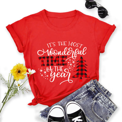 Camiseta Navideña Estampada para Mujer - Cuello Redondo Manga Corta - Image 12