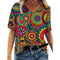Playera Oversized Cuello V Estampada Manga Corta