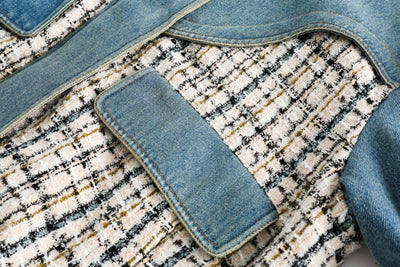 Chaqueta Denim Estilo Debutante Retro con Empalmes - Image 9