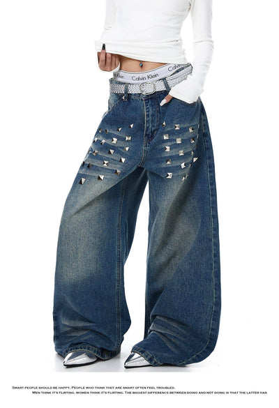Pantalones Vaqueros Desteñidos para Mujer con Diseño de Remaches Estilo Americano y Detalles Rasgados - Image 13