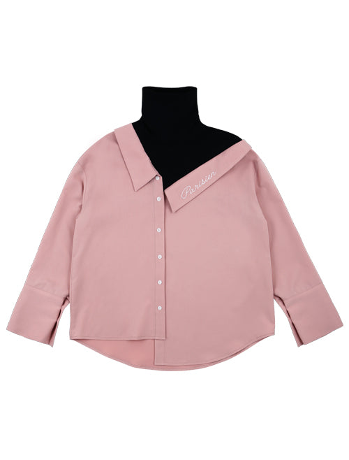 Blusa Tejida de Cuello Alto con Diseño Asimétrico y Mangas Largas - Image 4