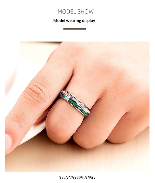 Anillo de Tungsteno con Incrustaciones de Plata y Estrellas - Image 12