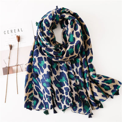 Pañuelo Dual Estampado Leopardo en Algodón, Lino y Seda - Image 13