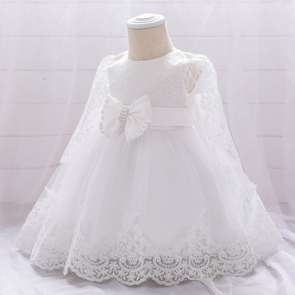 Vestido de Encaje Manga Larga para Niña de 1 Año - Ideal para Celebraciones