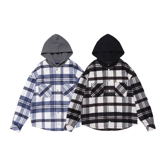 Chaqueta Flanela Acolchada con Capucha - Diseño Colorblock a Cuadros