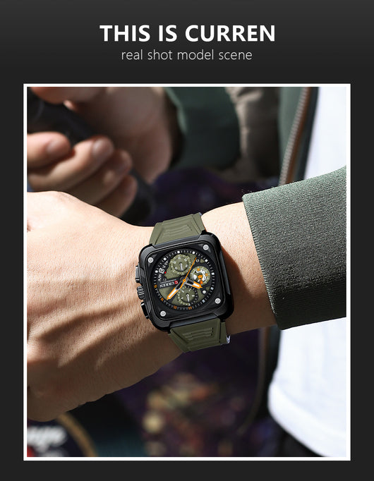 Reloj de Pulsera Cuadrado Multifunción con Seis Agujas para Hombre - Image 13