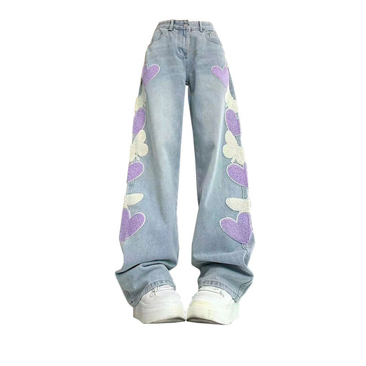 Pantalones Vaqueros Vintage con Bordado de Mariposas en Tela Pasta - Image 6