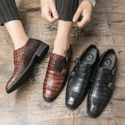 Zapatos de Cuero para Hombre Estilo Británico con Punta Cuadrada y Patrón Grabado - Image 9