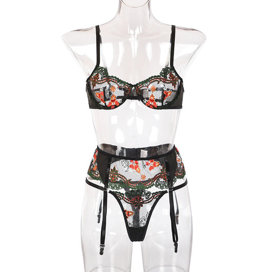 Conjunto de 3 Piezas de Lencería Mesh con Encaje Reforzado - Image 12